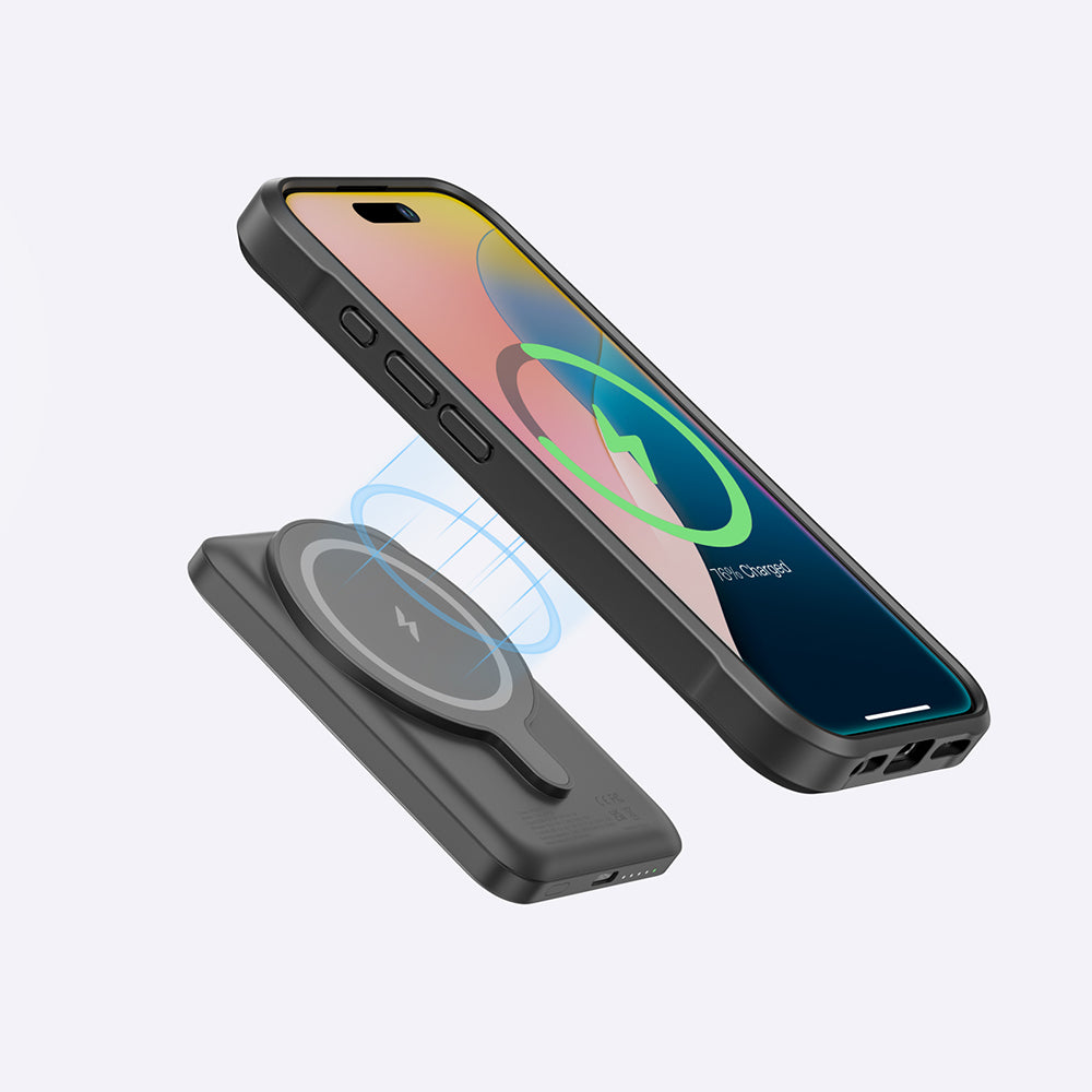 Apple iPhone 16 Pro Max Kılıf M-safe Şarj Özellikli Standlı Kartlıklı Set Amazingthing Glamour Luxe Serisi Kapak Siyah