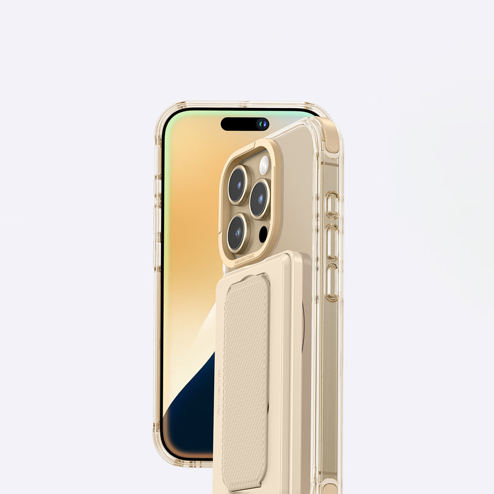 Apple iPhone 16 Pro Max Kılıf M-safe Şarj Özellikli Standlı Set Amazingthing Omni Adventure Serisi Kapak Rose Gold