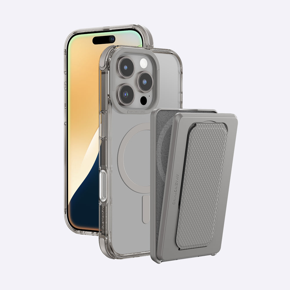 Apple iPhone 16 Pro Max Kılıf M-safe Şarj Özellikli Standlı Set Amazingthing Omni Adventure Serisi Kapak Rose Gold