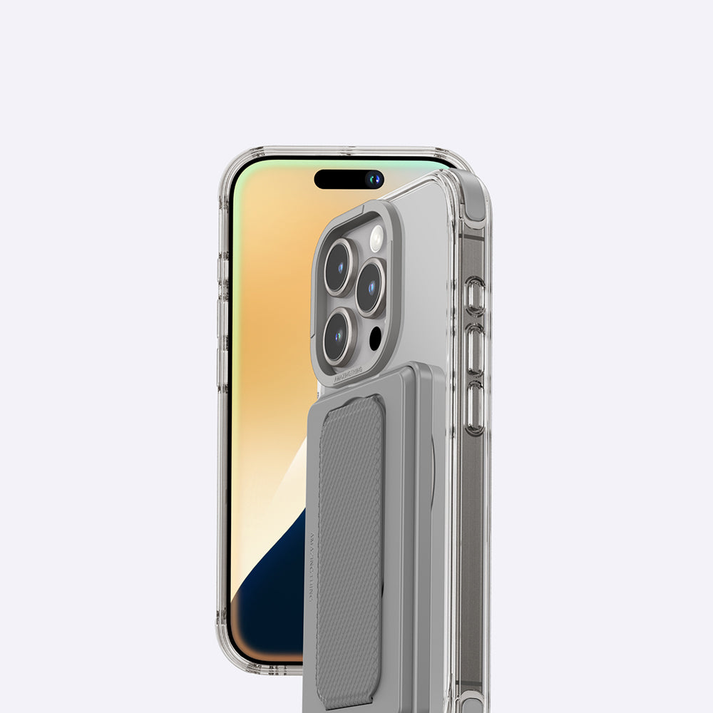 Apple iPhone 16 Pro Max Kılıf M-safe Şarj Özellikli Standlı Set Amazingthing Omni Adventure Serisi Kapak Gri