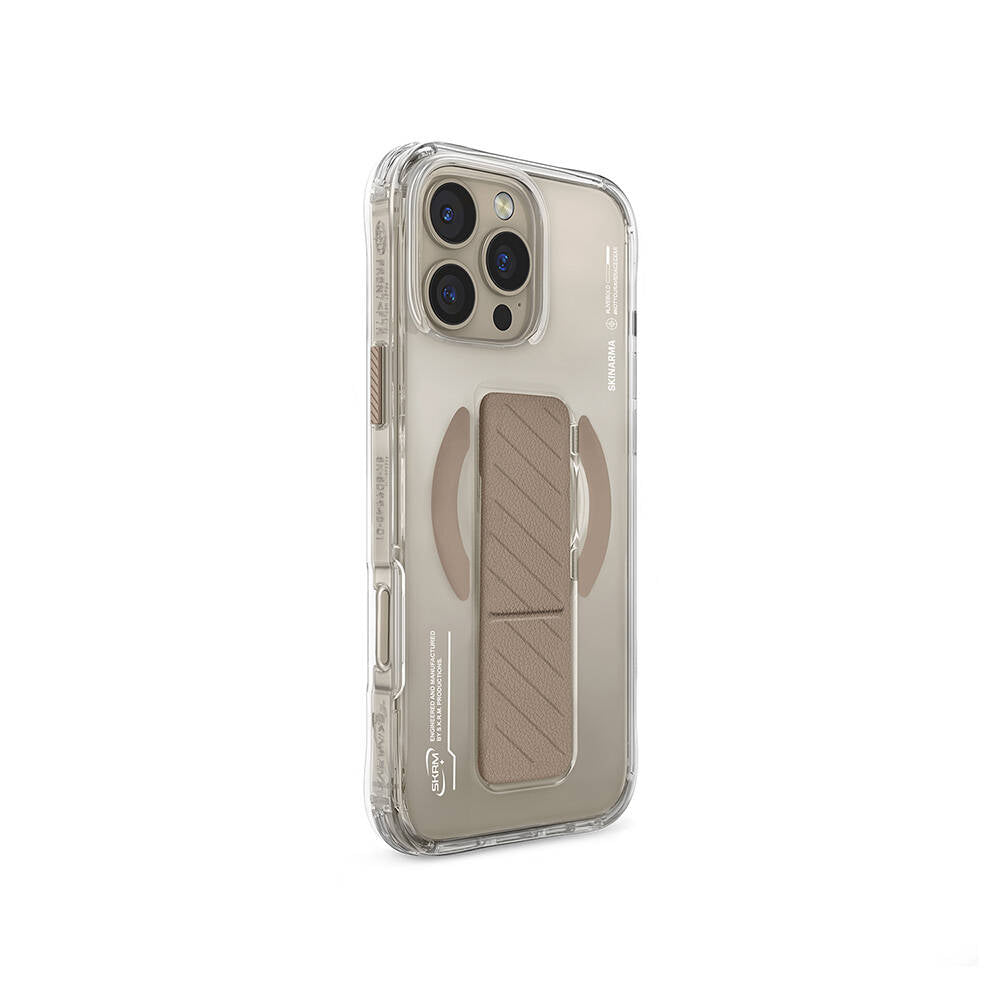 Apple iPhone 16 Pro Max Kılıf M-safe Şarj Özellikli Teknoloji Desenli Standlı Skinarma Axon Kapak Siyah