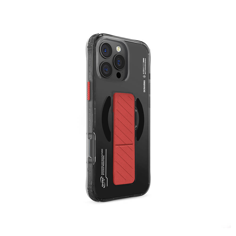 Apple iPhone 16 Pro Max Kılıf M-safe Şarj Özellikli Teknoloji Desenli Standlı Skinarma Axon Kapak Titanyum