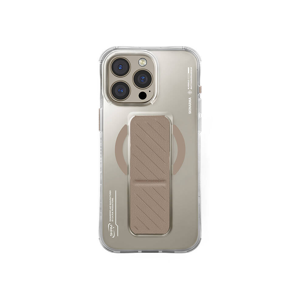 Apple iPhone 16 Pro Max Kılıf M-safe Şarj Özellikli Teknoloji Desenli Standlı Skinarma Axon Kapak Titanyum