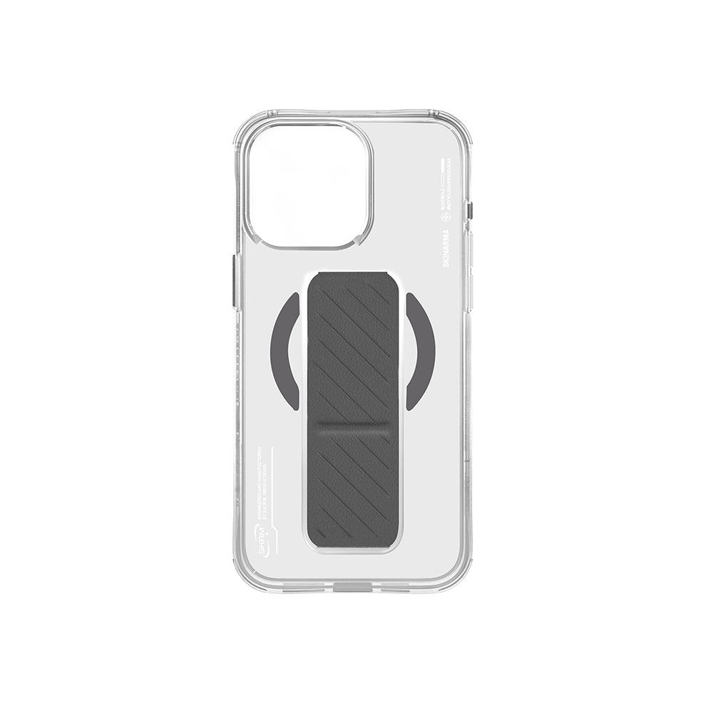 Apple iPhone 16 Pro Max Kılıf M-safe Şarj Özellikli Teknoloji Desenli Standlı Skinarma Axon Kapak Siyah