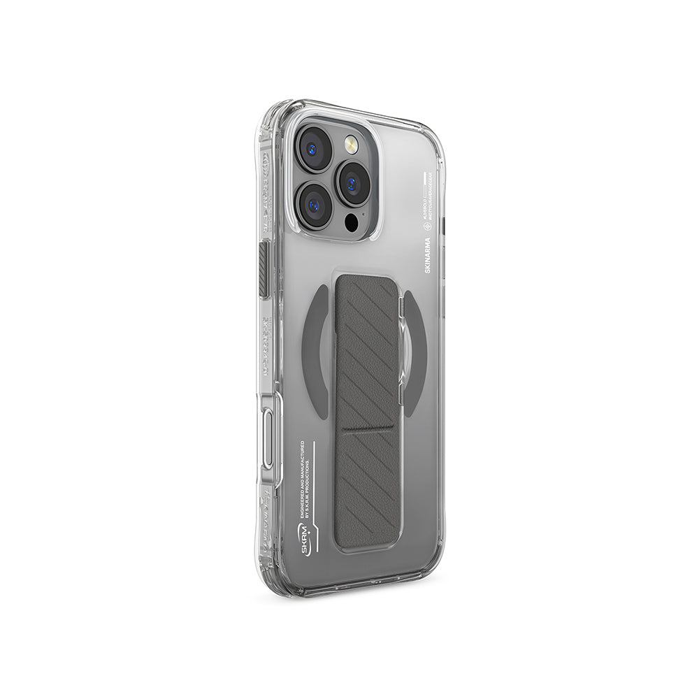 Apple iPhone 16 Pro Max Kılıf M-safe Şarj Özellikli Teknoloji Desenli Standlı Skinarma Axon Kapak Gold