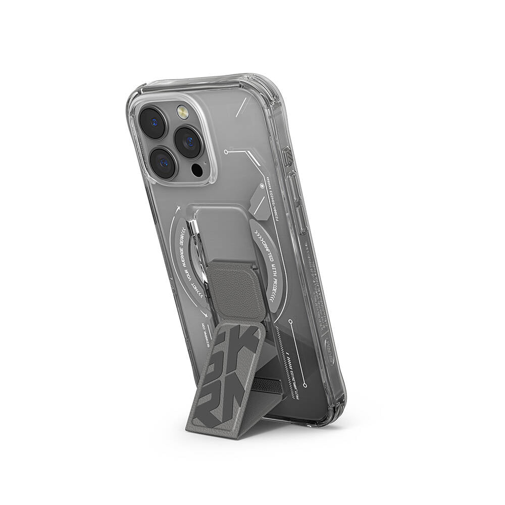 Apple iPhone 16 Pro Max Kılıf M-safe Şarj Özellikli Teknoloji Desenli Standlı Skinarma Helio Kapak Siyah