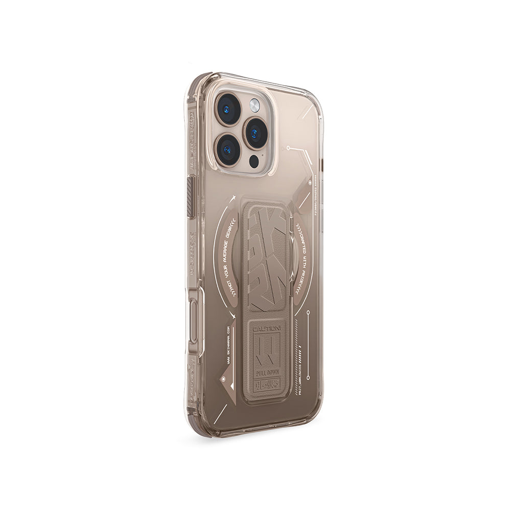 Apple iPhone 16 Pro Max Kılıf M-safe Şarj Özellikli Teknoloji Desenli Standlı Skinarma Helio Kapak Siyah