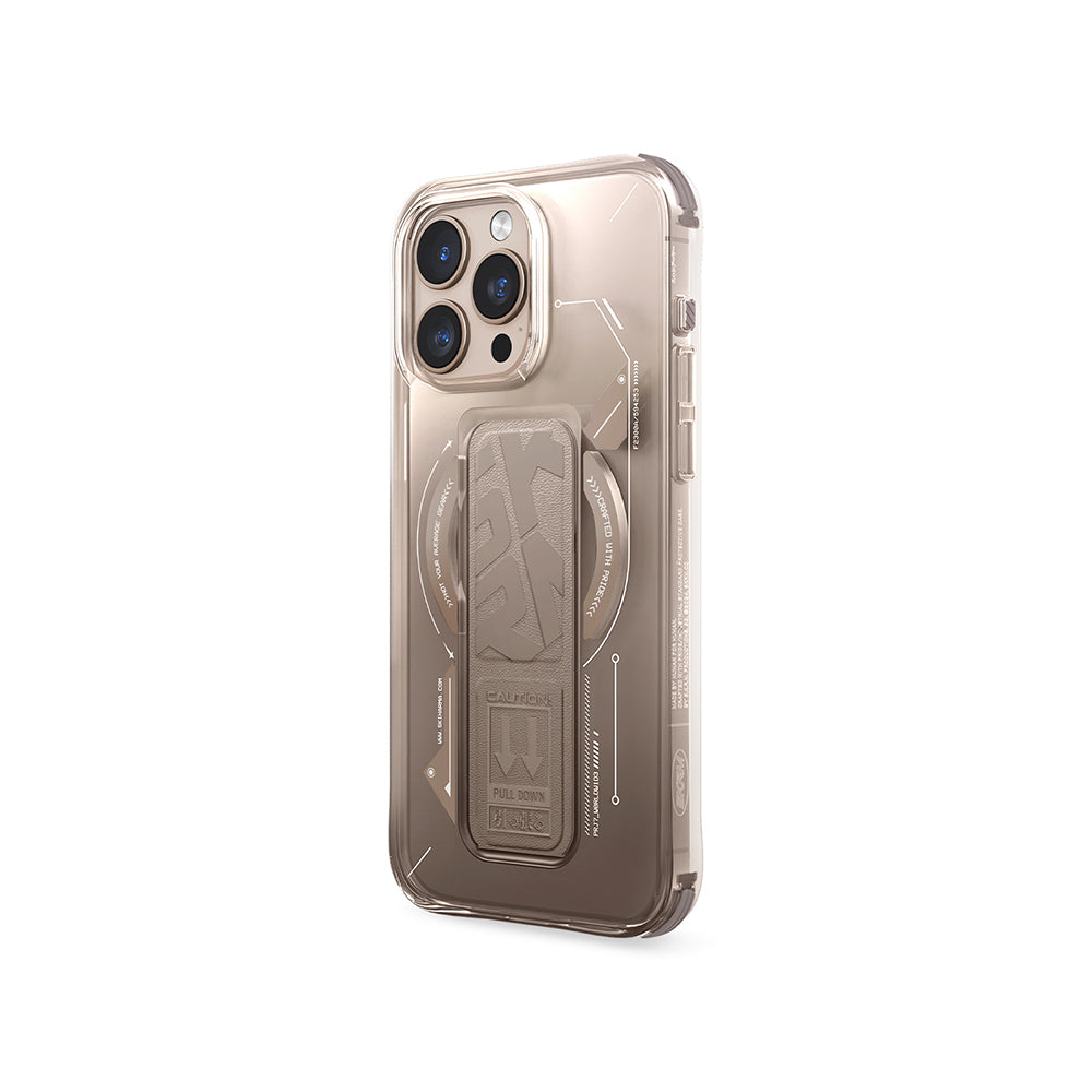 Apple iPhone 16 Pro Max Kılıf M-safe Şarj Özellikli Teknoloji Desenli Standlı Skinarma Helio Kapak Siyah