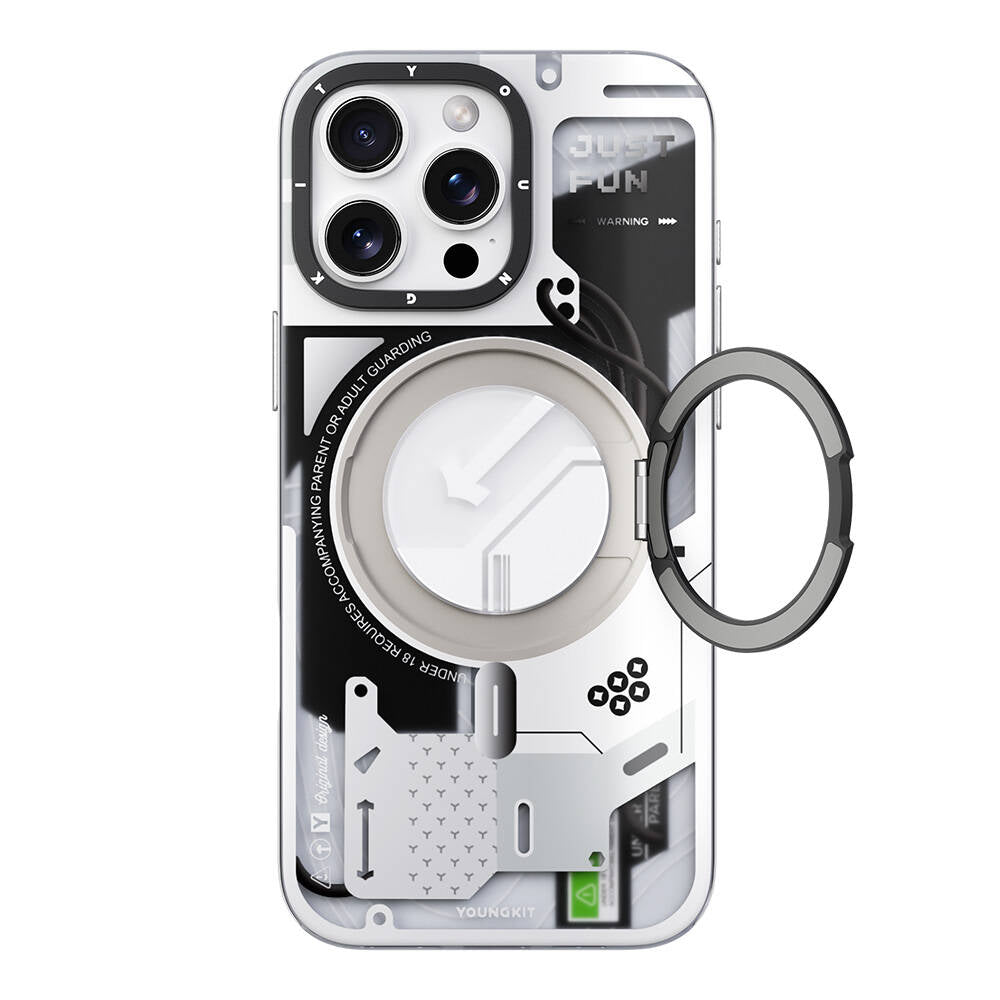 Apple iPhone 16 Pro Max Kılıf M-safe Şarj Özellikli Youngkit 360° Standlı Starship Serisi Kapak