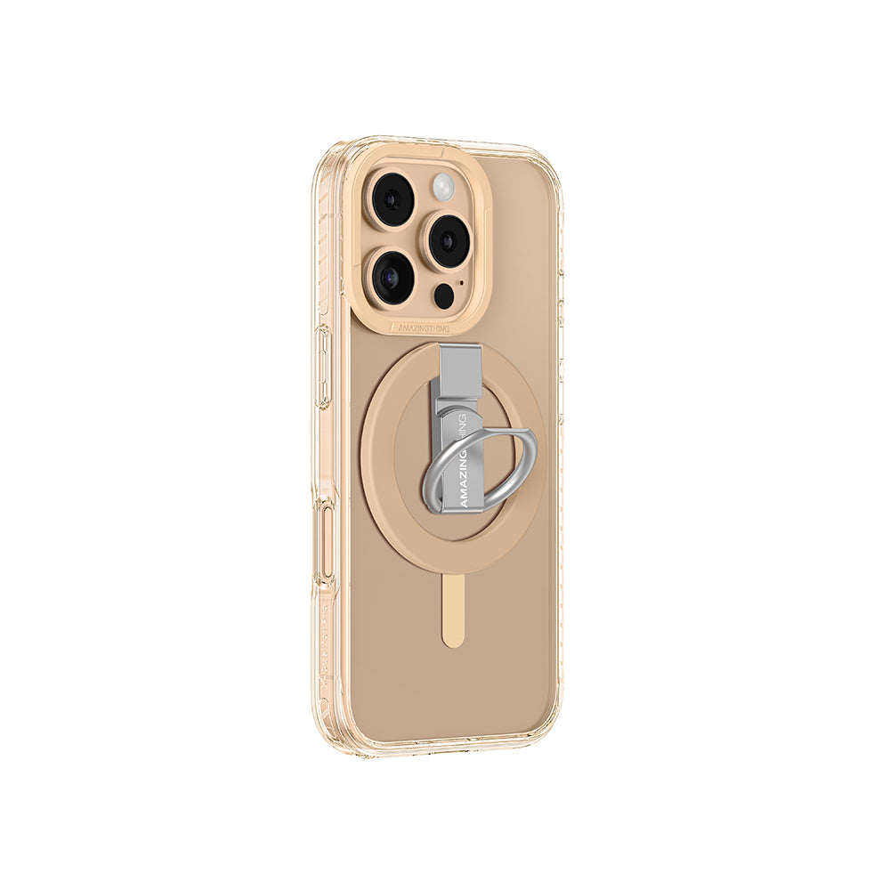 Apple iPhone 16 Pro Max Kılıf M-safe Şarj Özellikli Yüzük Standlı Amazingthing Titan Pro Serisi Kapak Rose Gold