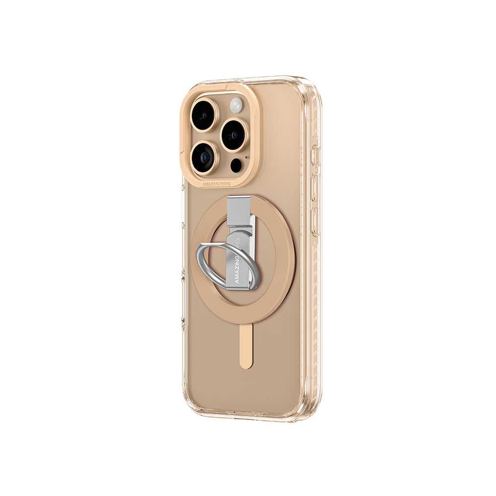 Apple iPhone 16 Pro Max Kılıf M-safe Şarj Özellikli Yüzük Standlı Amazingthing Titan Pro Serisi Kapak Rose Gold