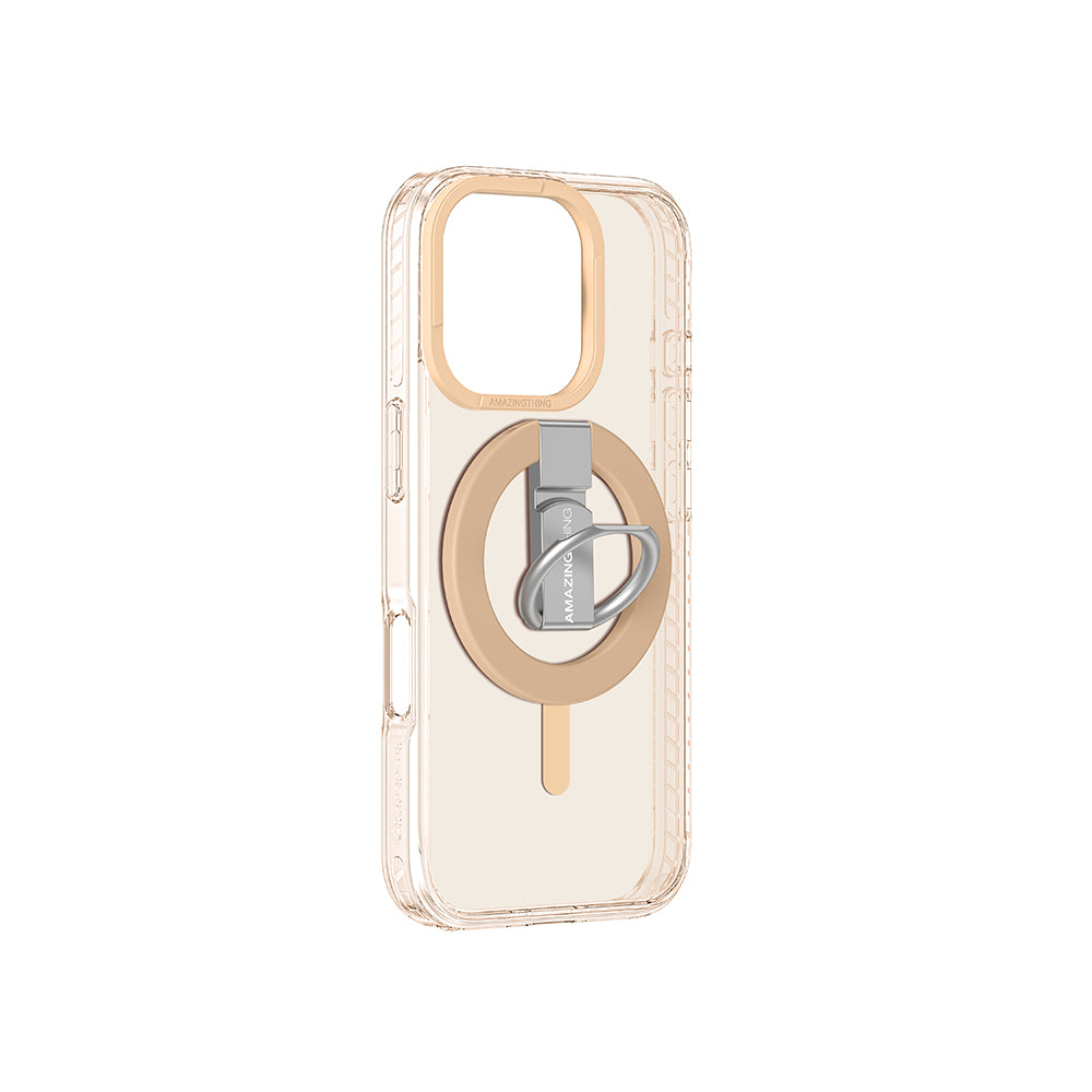 Apple iPhone 16 Pro Max Kılıf M-safe Şarj Özellikli Yüzük Standlı Amazingthing Titan Pro Serisi Kapak Rose Gold