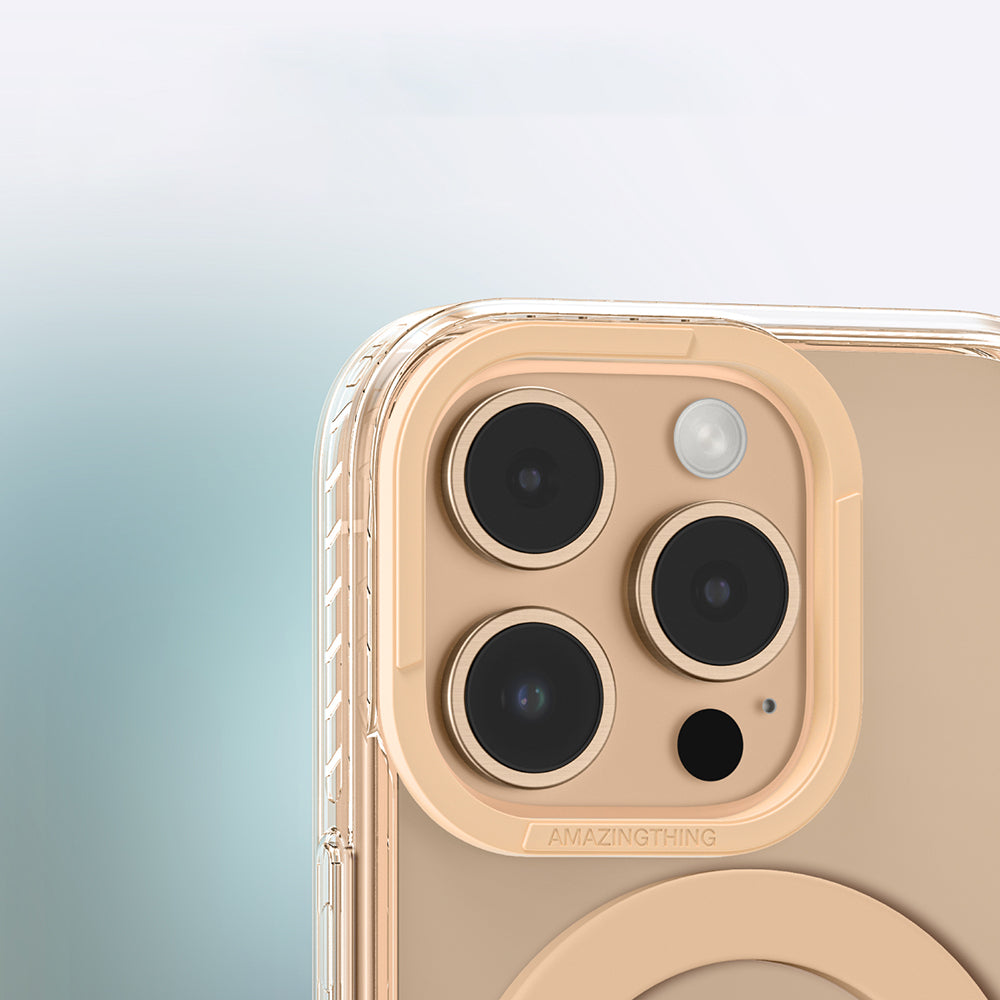 Apple iPhone 16 Pro Max Kılıf M-safe Şarj Özellikli Yüzük Standlı Amazingthing Titan Pro Serisi Kapak Gri
