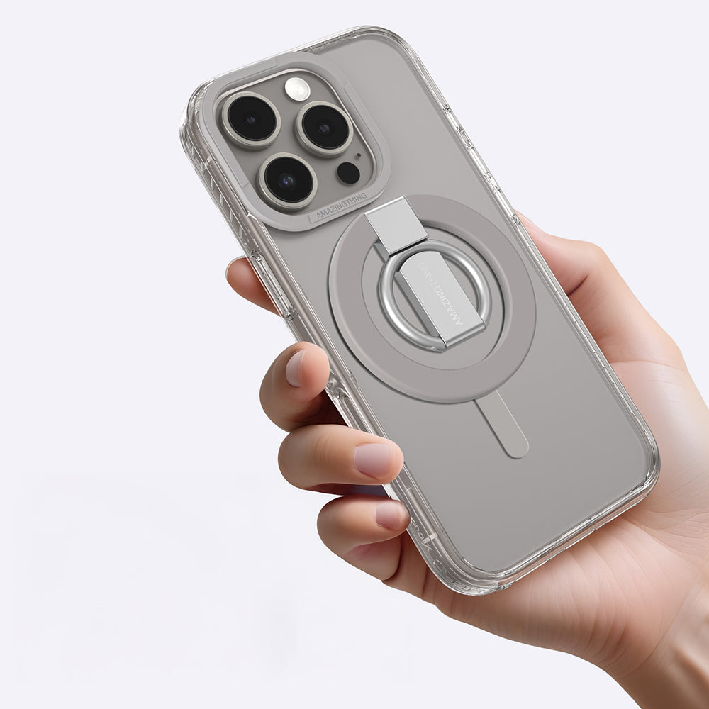 Apple iPhone 16 Pro Max Kılıf M-safe Şarj Özellikli Yüzük Standlı Amazingthing Titan Pro Serisi Kapak Rose Gold