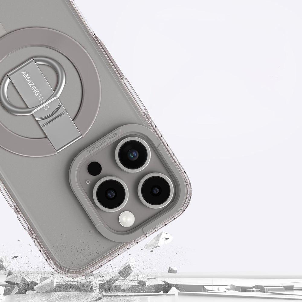 Apple iPhone 16 Pro Max Kılıf M-safe Şarj Özellikli Yüzük Standlı Amazingthing Titan Pro Serisi Kapak Rose Gold