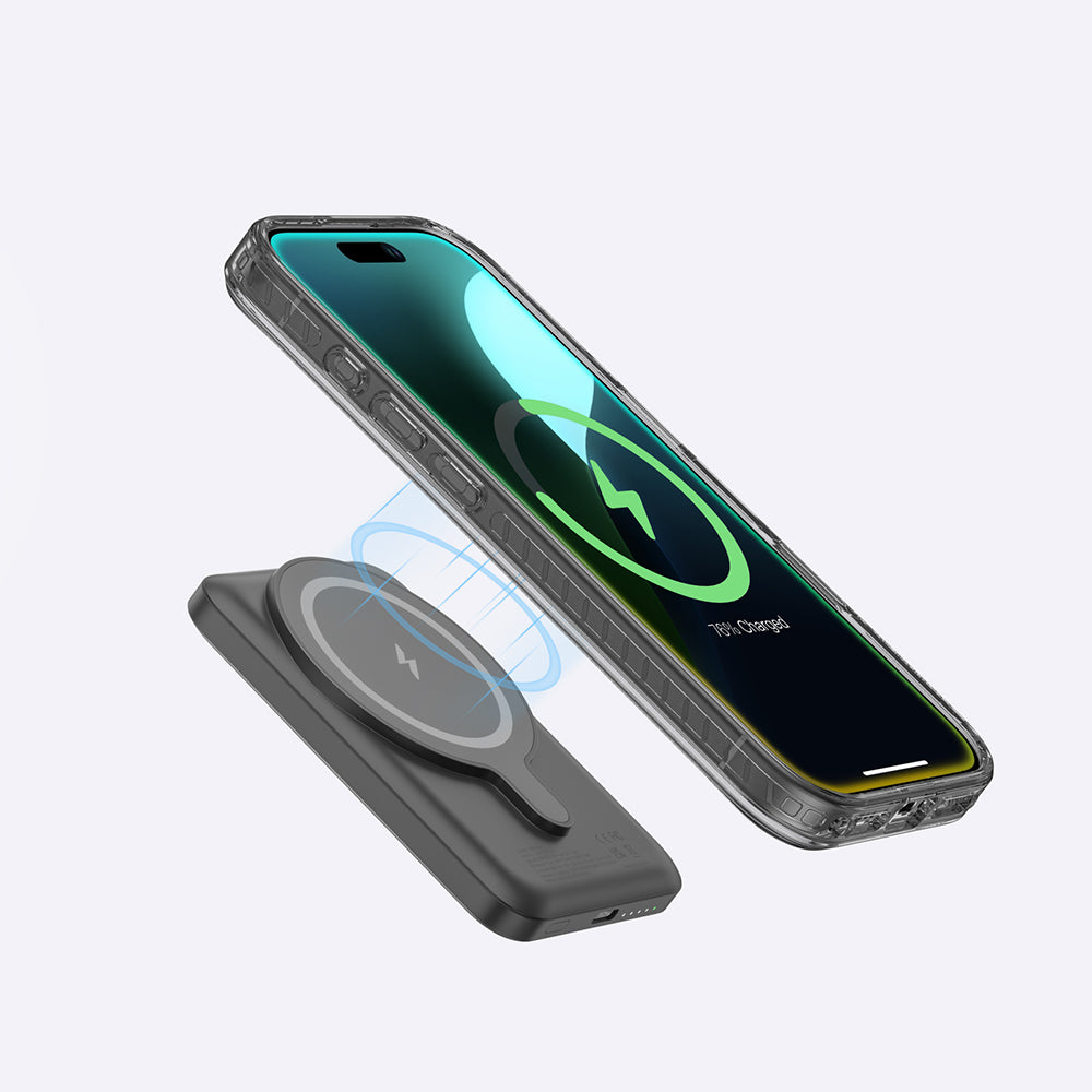 Apple iPhone 16 Pro Max Kılıf M-safe Şarj Özellikli Yüzük Standlı Amazingthing Titan Pro Serisi Kapak Gri