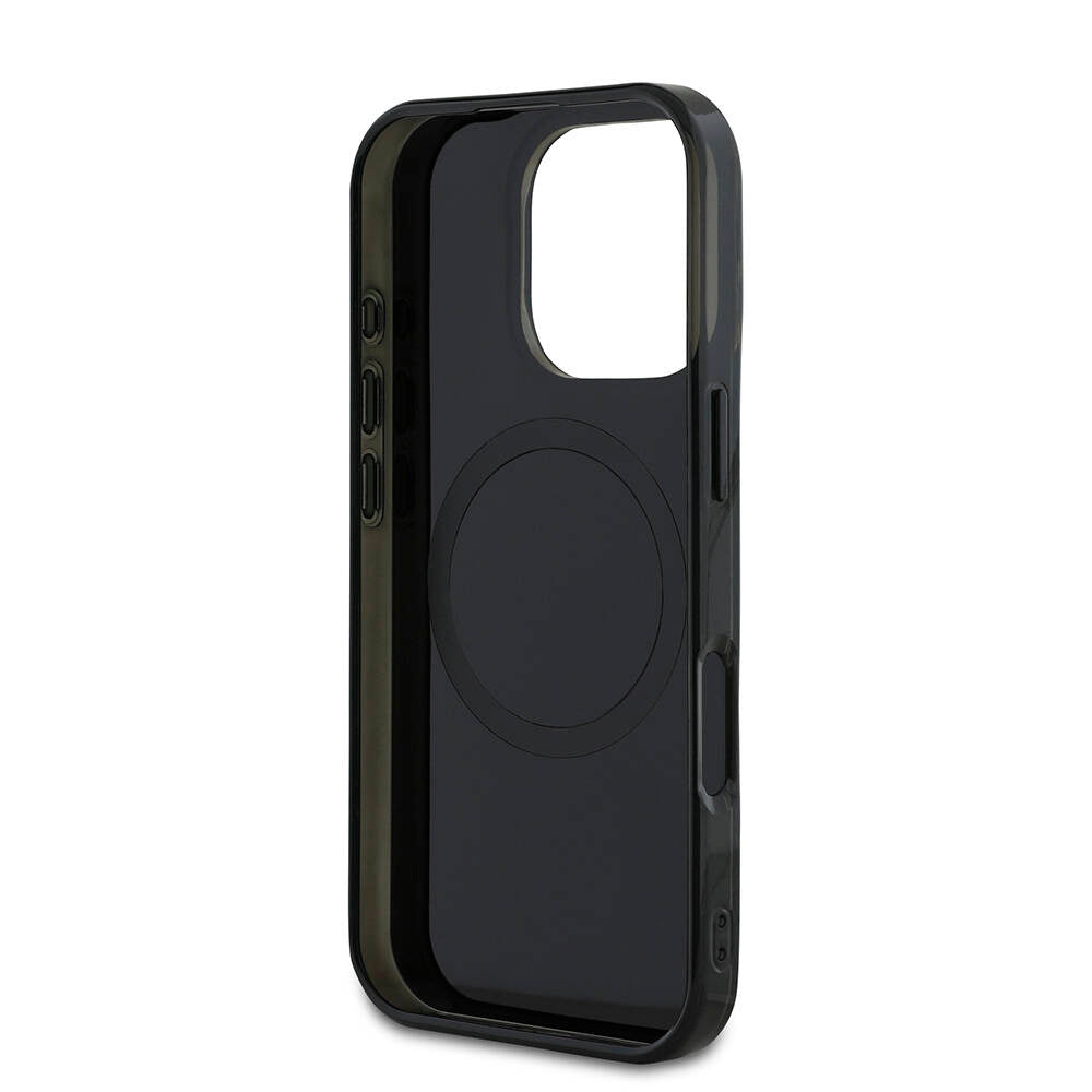 Apple iPhone 16 Pro Max Kılıf Mercedes Benz Orjinal Lisanslı M-safe Şarj Özellikli Çift Katmanlı Paralel Çizgi Desenli Kapak Siyah