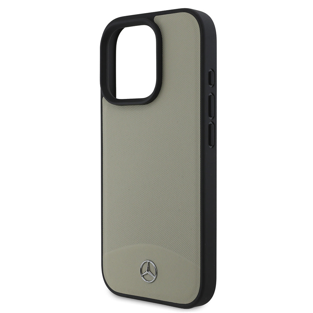 Apple iPhone 16 Pro Max Kılıf Mercedes Benz Orjinal Lisanslı M-safe Şarj Özellikli Dokulu ve Düz Deri Kapak Bej