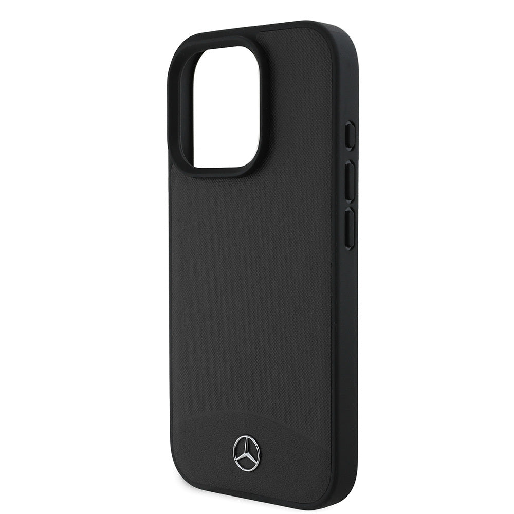 Apple iPhone 16 Pro Max Kılıf Mercedes Benz Orjinal Lisanslı M-safe Şarj Özellikli Dokulu ve Düz Deri Kapak Siyah
