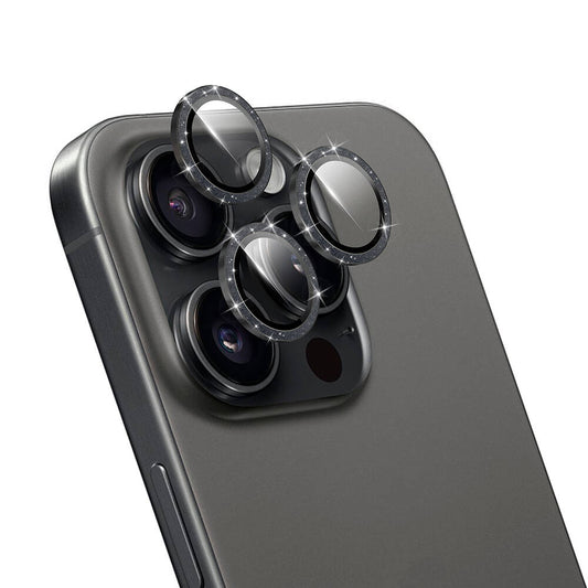 Apple iPhone 16 Pro Max Wiwu LG-006 Diamond Lens Guard Kolay Uygulama Aparatlı Kamera Lens Koruyucu Gümüş