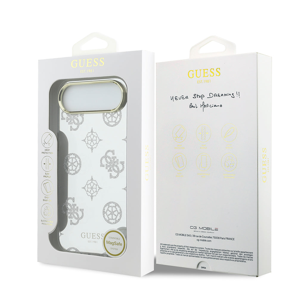 Apple iPhone 17 Air Kılıf Guess Orjinal Lisanslı Metal Kamera Çerçeveli Simli Aynalı Kapak Gümüş