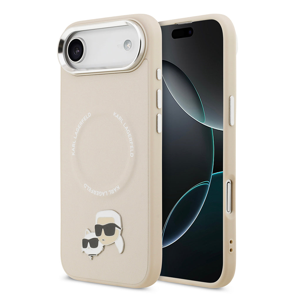 Apple iPhone 17 Air Kılıf Karl Lagerfeld Orjinal Lisanslı M-safe Şarj Özellikli Metal Kamera ve Buton Tasarımlı K&C PU Deri Kapak