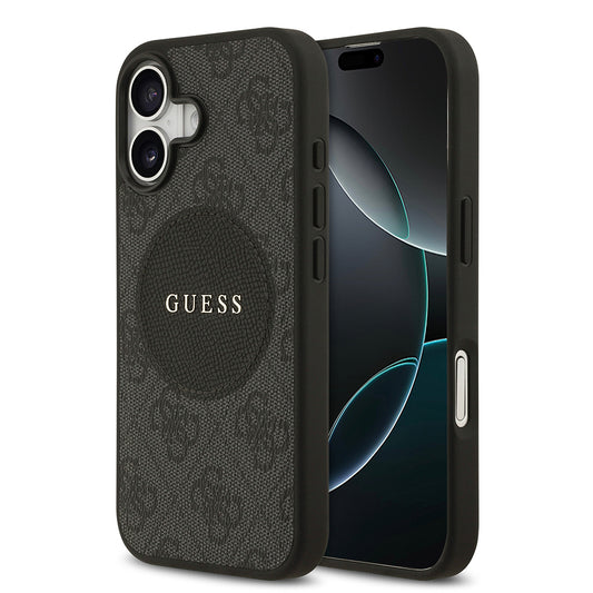 Apple iPhone 17 Kılıf Guess Orjinal Lisanslı M-safe Şarj Özellikli Yazı Logolu Circle Classic Kapak Pembe