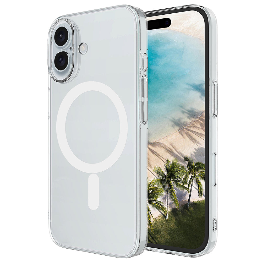 Apple iPhone 17 Kılıf IC Çipli M-Safe Şarj Özellikli Şeffaf Kamera Çerçeveli Zore Toledo Kapak