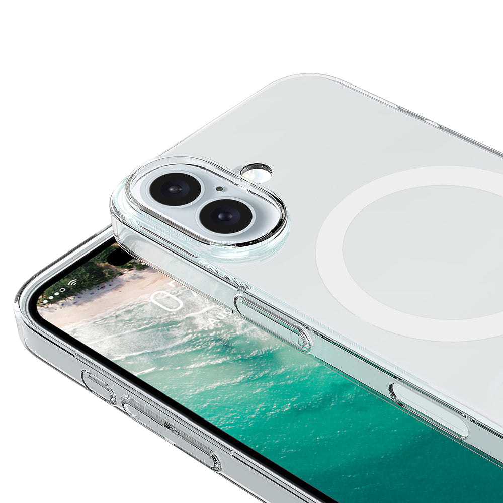 Apple iPhone 17 Kılıf IC Çipli M-Safe Şarj Özellikli Şeffaf Kamera Çerçeveli Zore Toledo Kapak Şeffaf