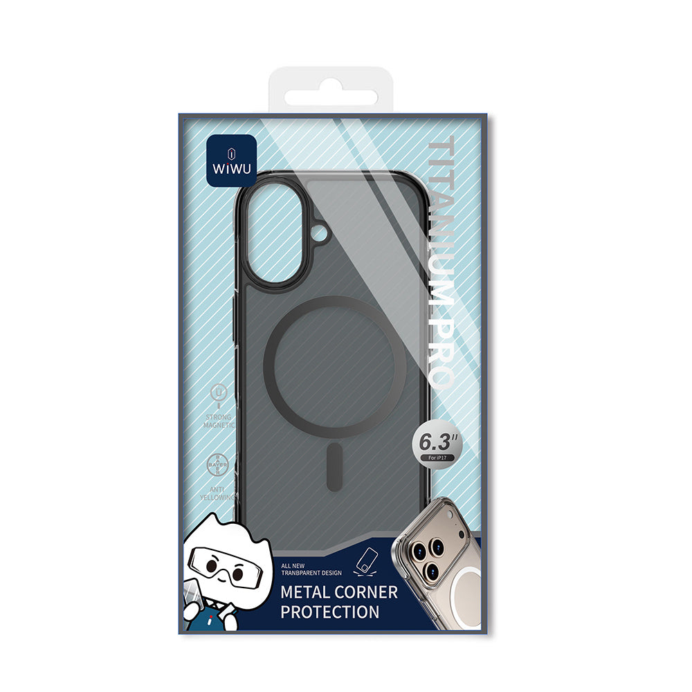 Apple iPhone 17 Kılıf M-safe Şarj Özellikli Wiwu MCC-702 Titanyum Pro Serisi Sert PC Kapak Siyah