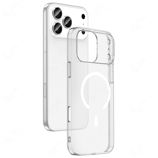 Apple iPhone 17 Pro Kamera Korumalı M-Safe Şarj Özellikli Şeffaf Zore London Sert PC Kapak