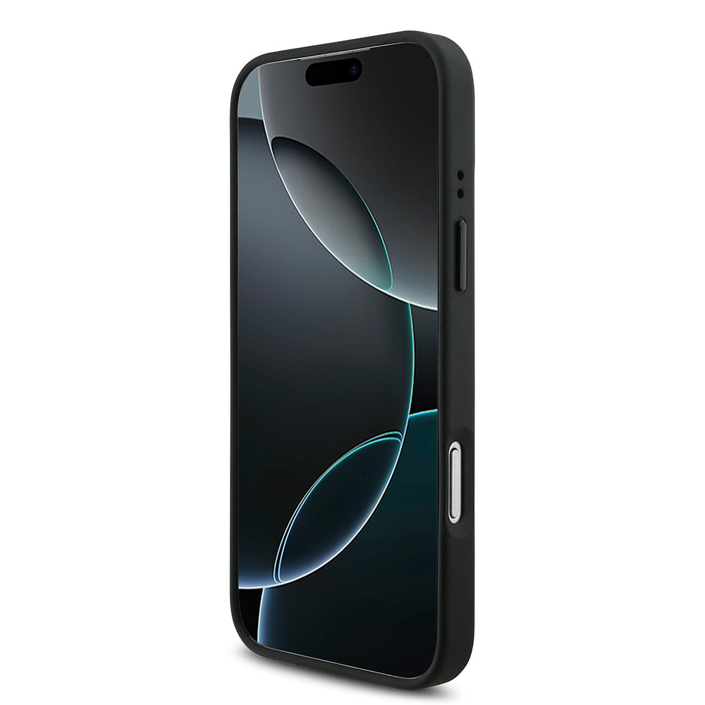 Apple iPhone 17 Pro Kılıf BMW Orjinal Lisanslı M-safe Şarj Özellikli Deri Arka Yüzey Metal Logolu Delikli Şerit Tasarımlı Kapak Lacivert