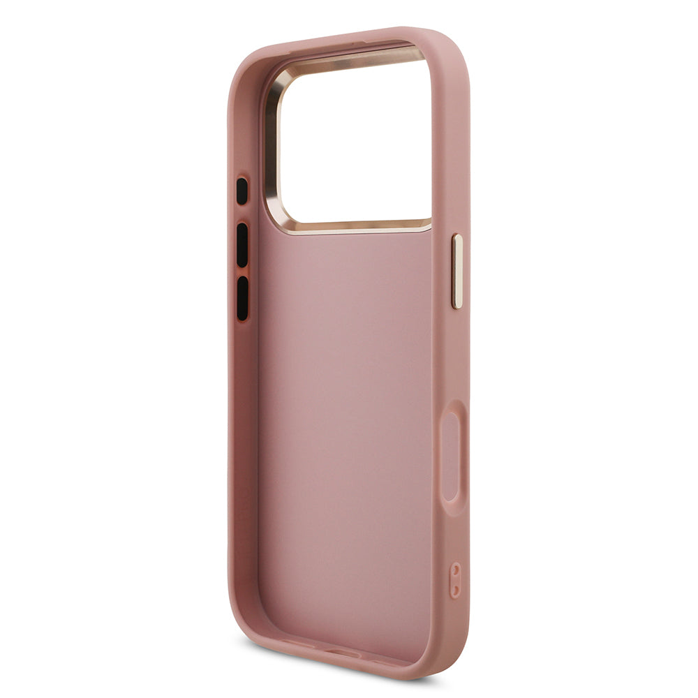Apple iPhone 17 Pro Kılıf Guess Orjinal Lisanslı 4G Büyük Metal Kamera Çerçeveli ve Logolu Glitter Kapak Gold