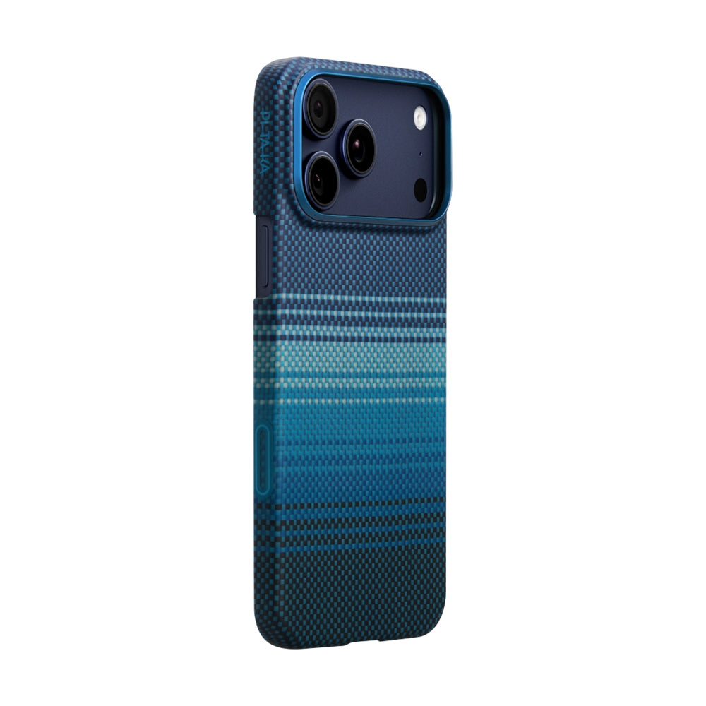Apple iPhone 17 Pro Kılıf M-safe Şarj Özellikli Aramid Fiber Pitaka Tactile Woven Sunset-Moonrise Serisi Kapak