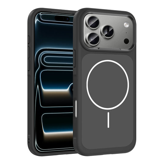 Apple iPhone 17 Pro Kılıf M-Safe Şarj Özellikli Metal Kamera Çerçeveli Zore Sanremo Silikon Kapak Turuncu