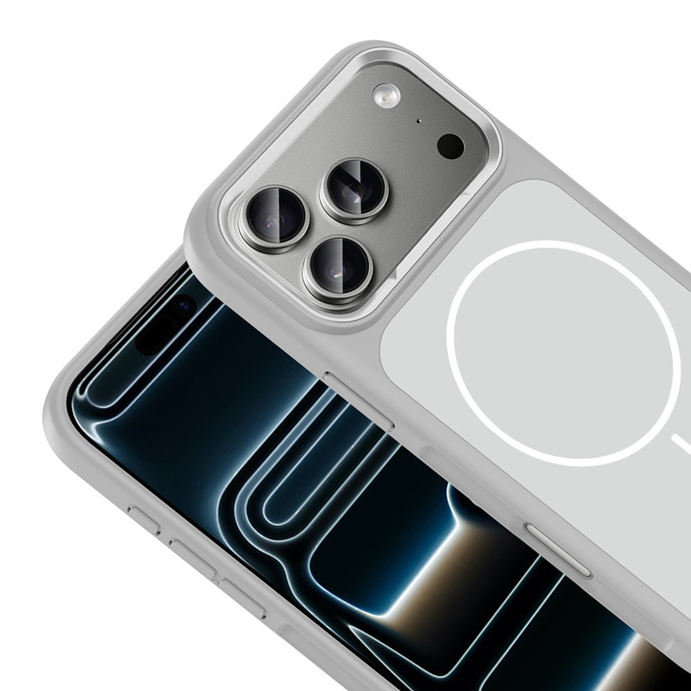 Apple iPhone 17 Pro Kılıf M-Safe Şarj Özellikli Metal Kamera Çerçeveli Zore Sanremo Silikon Kapak Siyah