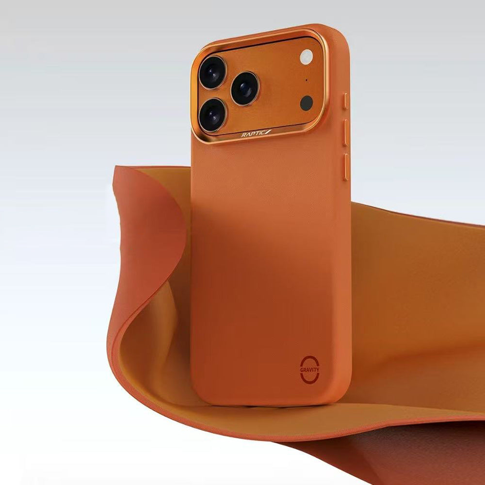 Apple iPhone 17 Pro Kılıf M-Safe Şarj Özellikli Polimerik Deri Raptic Urban Nano Kapak Turuncu