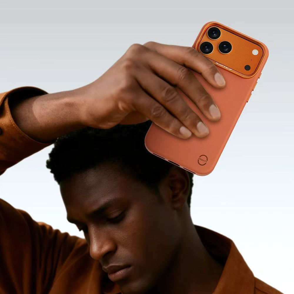 Apple iPhone 17 Pro Kılıf M-Safe Şarj Özellikli Polimerik Deri Raptic Urban Nano Kapak Turuncu