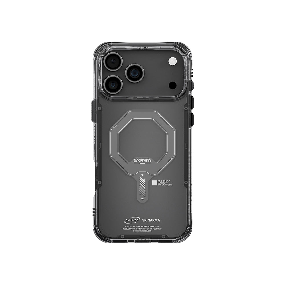 Apple iPhone 17 Pro Kılıf M-safe Şarj Özellikli Şeffaf Airbag Tasarımlı Skinarma Saido Mag-Charge Kapak Füme
