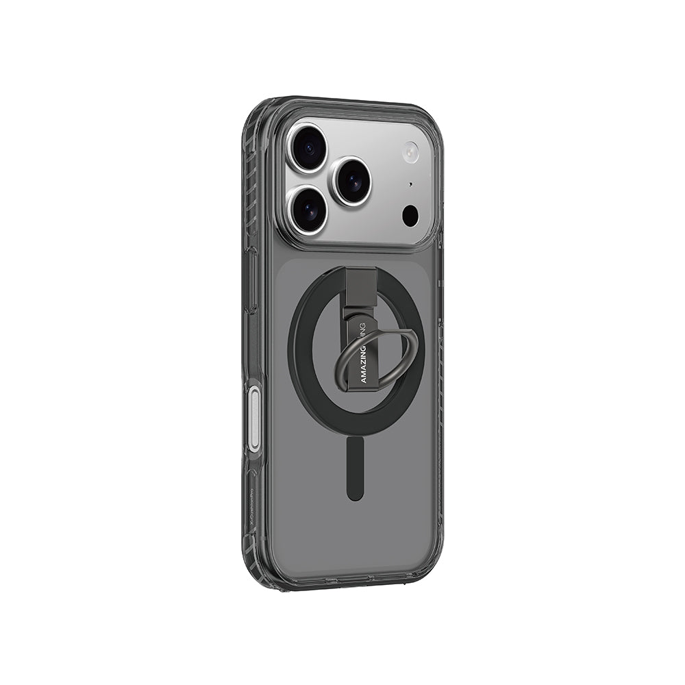 Apple iPhone 17 Pro Kılıf M-safe Şarj Özellikli Yüzük Standlı Amazingthing Titan Pro Serisi Kapak Mavi