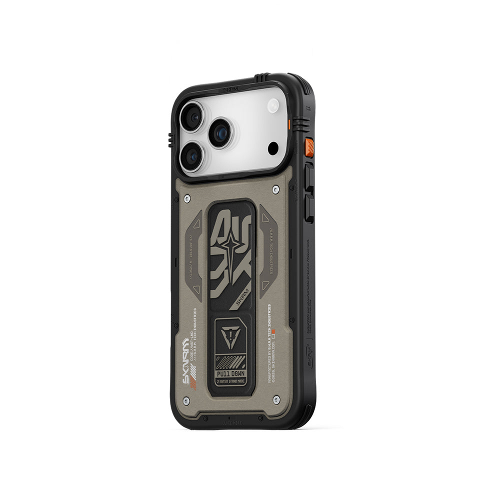 Apple iPhone 17 Pro Max Kılıf Desenli Airbag Tasarımlı Standlı Skinarma Aegis Kapak Lacivert