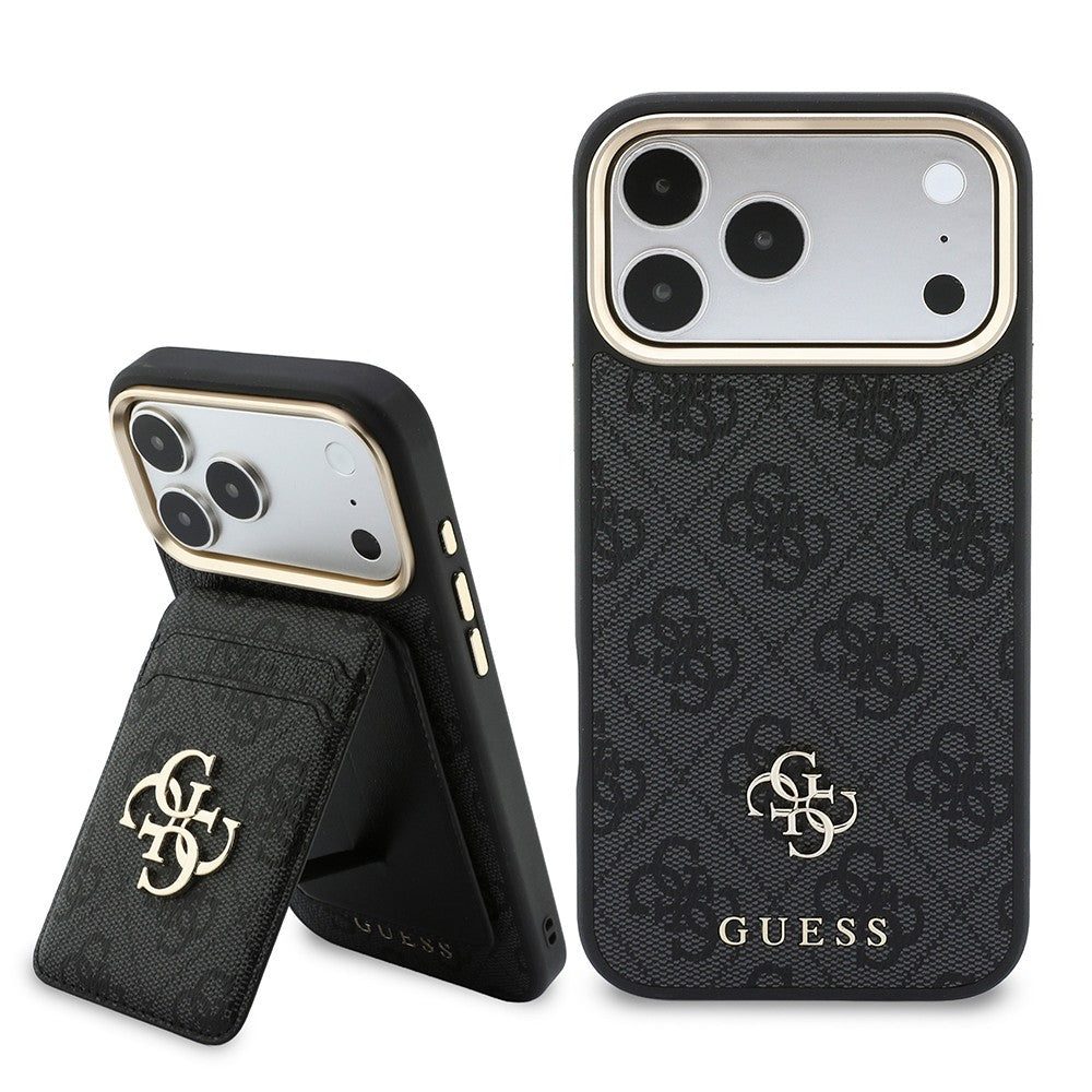Apple iPhone 17 Pro Max Kılıf Guess Orjinal Lisanslı M-safe Şarj Özellikli 4G Büyük Metal Logolu Kartlıklı Kapak