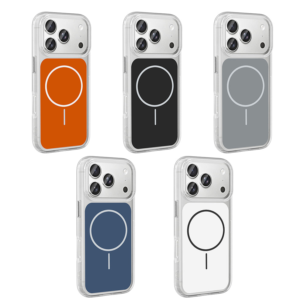 Apple iPhone 17 Pro Max Kılıf M-Safe Şarj Özellikli Metal Buton Tasarımlı Zore İkonik Sert Silikon Kapak Beyaz