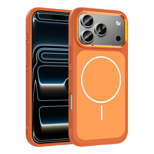 Apple iPhone 17 Pro Max Kılıf M-Safe Şarj Özellikli Metal Kamera Çerçeveli Zore Sanremo Silikon Kapak Beyaz