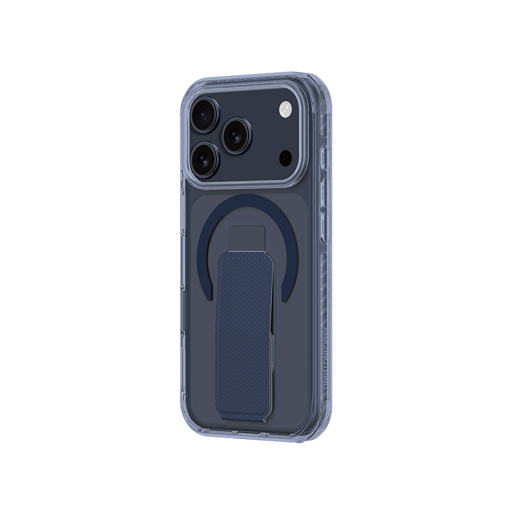 Apple iPhone 17 Pro Max Kılıf M-safe Şarj Özellikli Standlı Amazingthing Titan Pro Plus Kapak Mavi