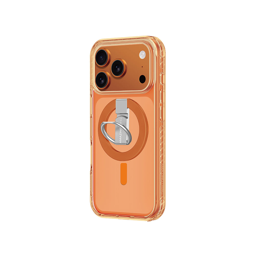 Apple iPhone 17 Pro Max Kılıf M-safe Şarj Özellikli Yüzük Standlı Amazingthing Titan Pro Serisi Kapak Mavi