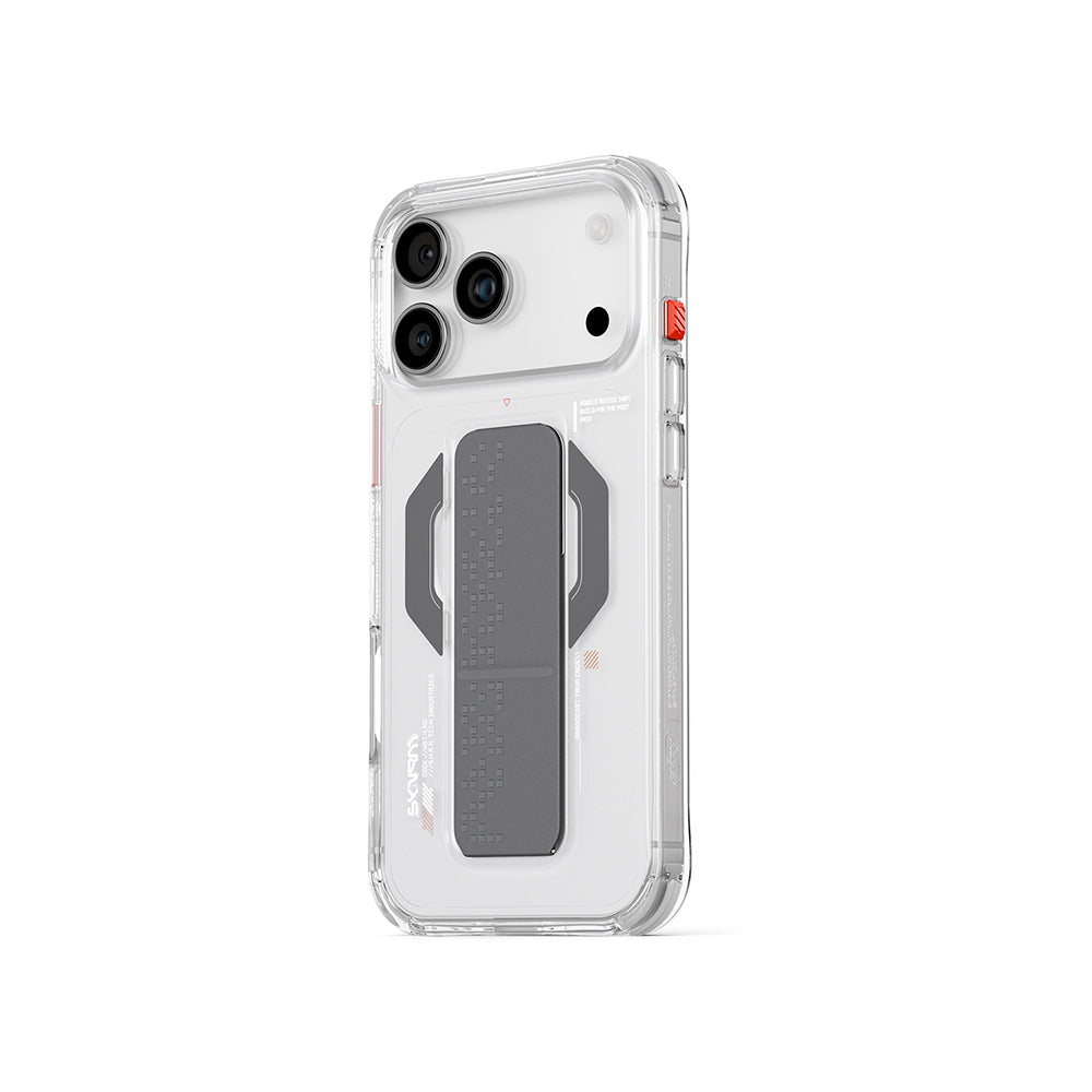Apple iPhone 17 Pro Max Kılıf Skinarma M-Safe Şarj Özellikli Airbag Tasarımlı Standlı Haxa Kapak Füme