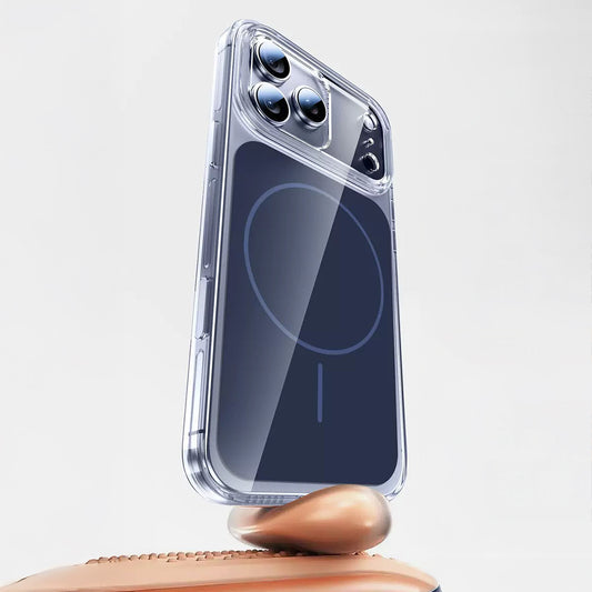 Apple iPhone 17 Pro Max Kılıf Zore M-safe Şarj Özellikli Şeffaf Kamera Kontrol Butonlu Lugano Kapak Beyaz