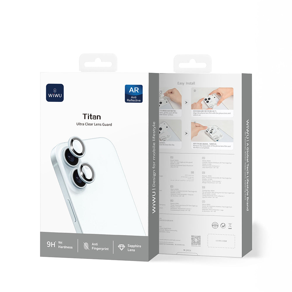 Apple iPhone 17 Wiwu LG-005 Falcon Anti Reflective Çizilmeye Karşı Dayanıklı Kamera Lens Koruyucu Gri