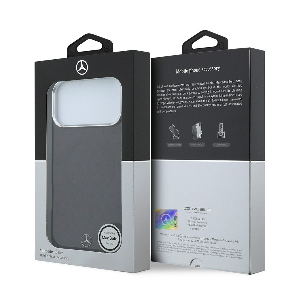 Apple iPhone 18 Pro Max Kılıf Mercedes Benz Orjinal Lisanslı M-safe Şarj Özellikli Çift Katmanlı Yıldız Desenli Sert PC Kapak
